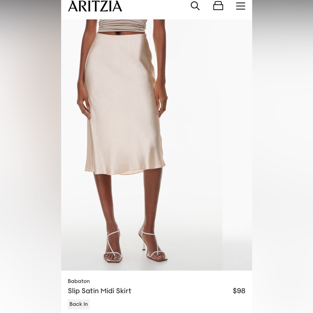 Aritizia silk midi skirt